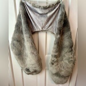 Restoration Hardware Brown Faux Fur Luxe‎ Oversized Scarf Shawl Wrap